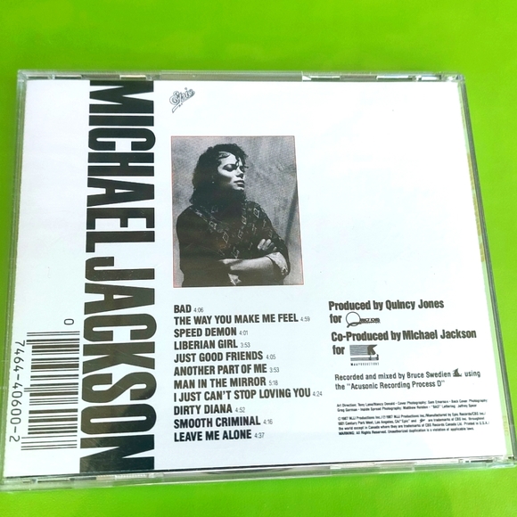Michael Jackson - CD Album: Bad 1987 - Picture 2 of 3
